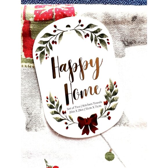 CHRISTMAS ELEPHANT Kitchen Towel Set of 2 Embroidered BEADED Detailed 20" x 28 - Picture 9 of 10